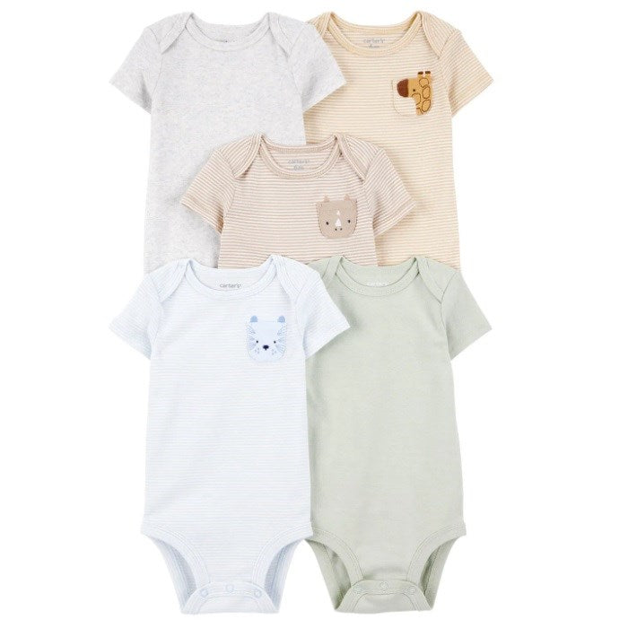 Carter's Layette Bebek Kısa Kollu Body 5'li Set Ekru