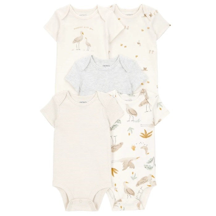 Carter's Layette Bebek Kısa Kollu Body 5'li Set Ekru