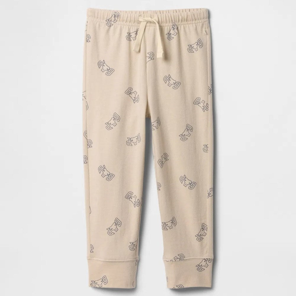 GAP Erkek Bebek Logo Baskılı Pull-On Jogger Eşofman Altı Bej