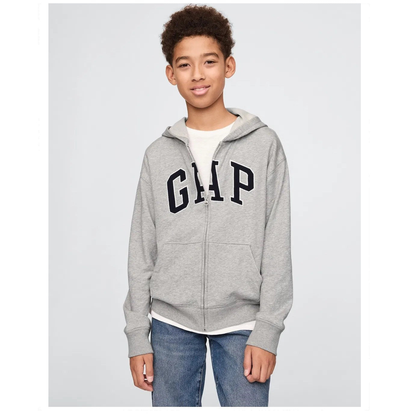 S.GAP GAP Logolu Erkek Çocuk Relaxed Fermuarlı S-shirt Ceket Gri