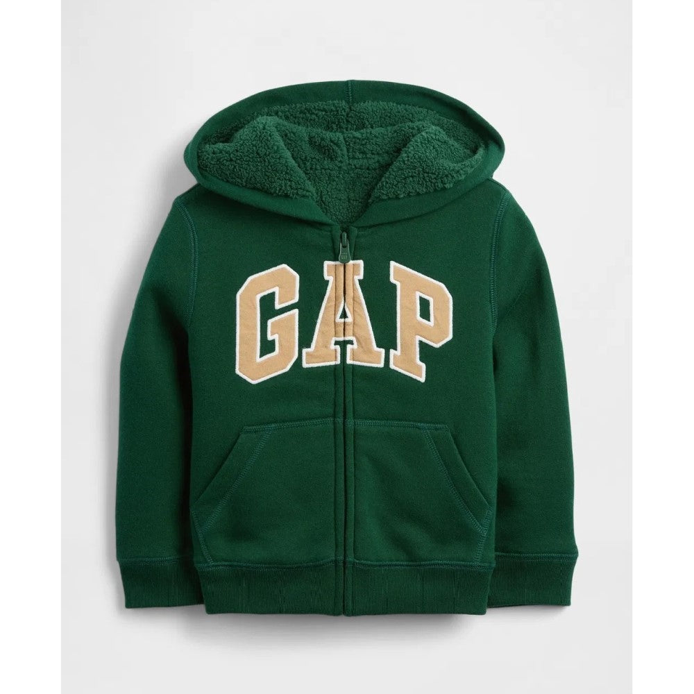 GAP Logolu Erkek Çocuk Şardonlu Fermuarlı S-shirt Ceket Yeşil