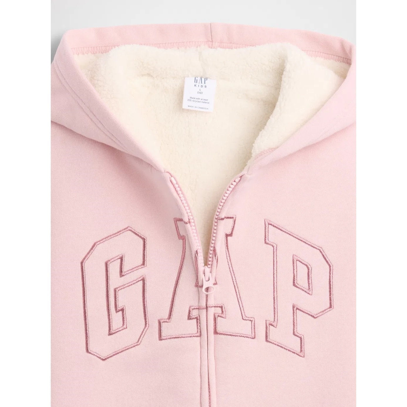 GAP Logolu Kız Çocuk Şardonlu Fermuarlı S-shirt Ceket Pembe