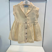 Joys Polo Yazlık Kız Bebek Müslin Elbise Bej