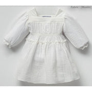 Joys Polo Yazlık Kız Bebek Uzun Kol Müslin Elbise Ekru