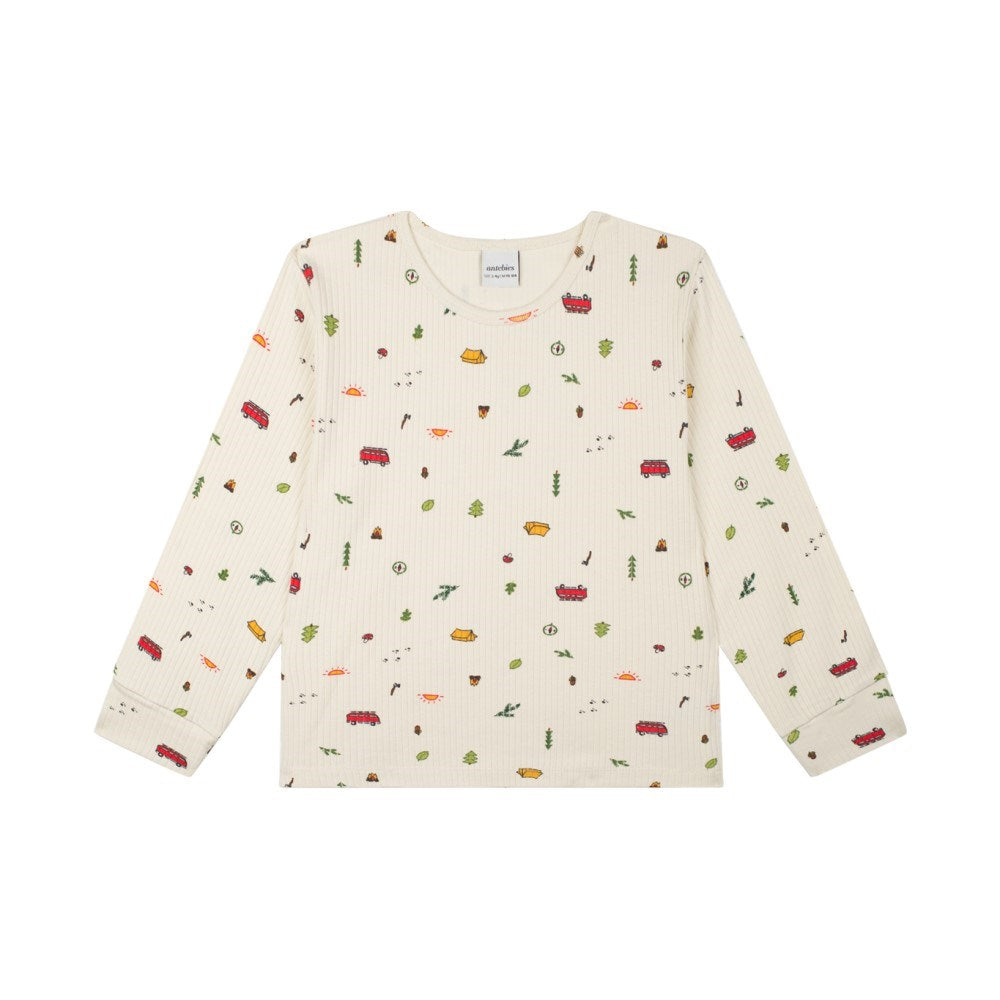 Antebies Kamp Ateşi Uzun Kollu Organik Pijama Takımı Bej