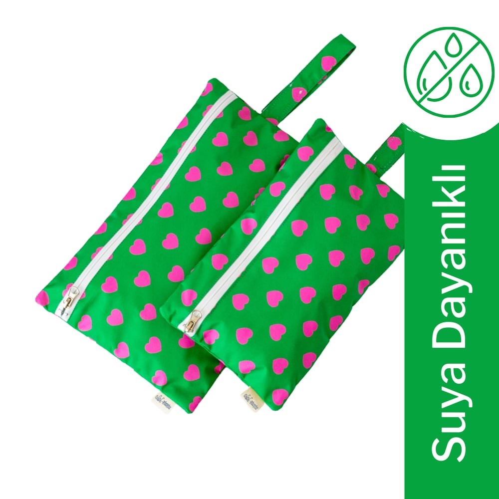 Mama Yoyo 2'li  Islak/Kirli Çantası Kalpli