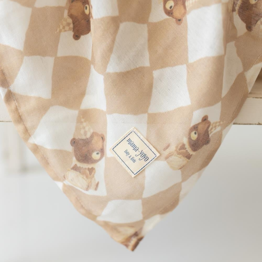 Mama Yoyo Çok Amaçlı Organik Müslin Örtü Ayı Desenli 100*100