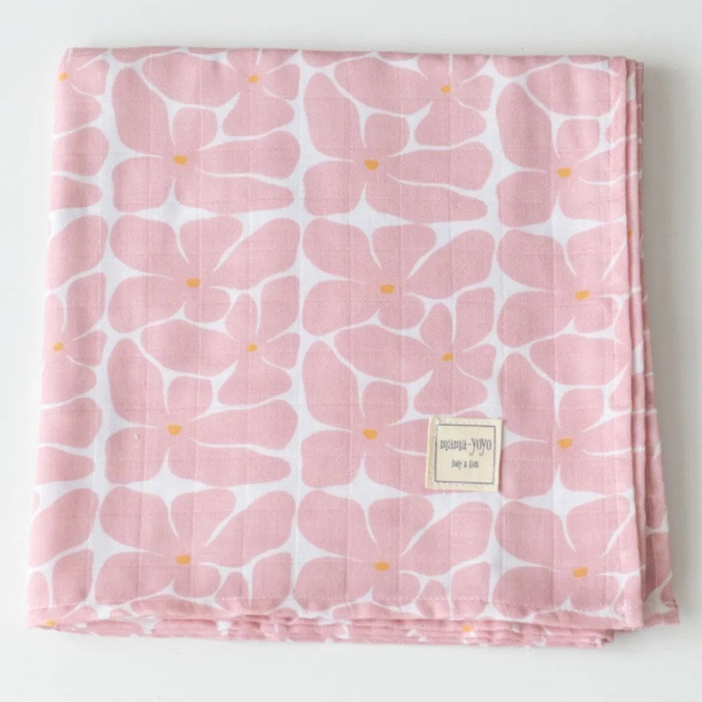 Mama Yoyo Çok Amaçlı Organik Müslin Örtü Floral 120*120