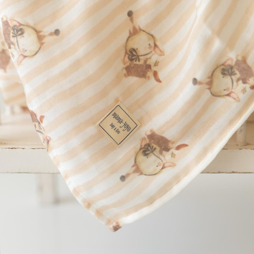 Mama Yoyo Çok Amaçlı Organik Müslin Örtü Tavşan Desenli 100*100