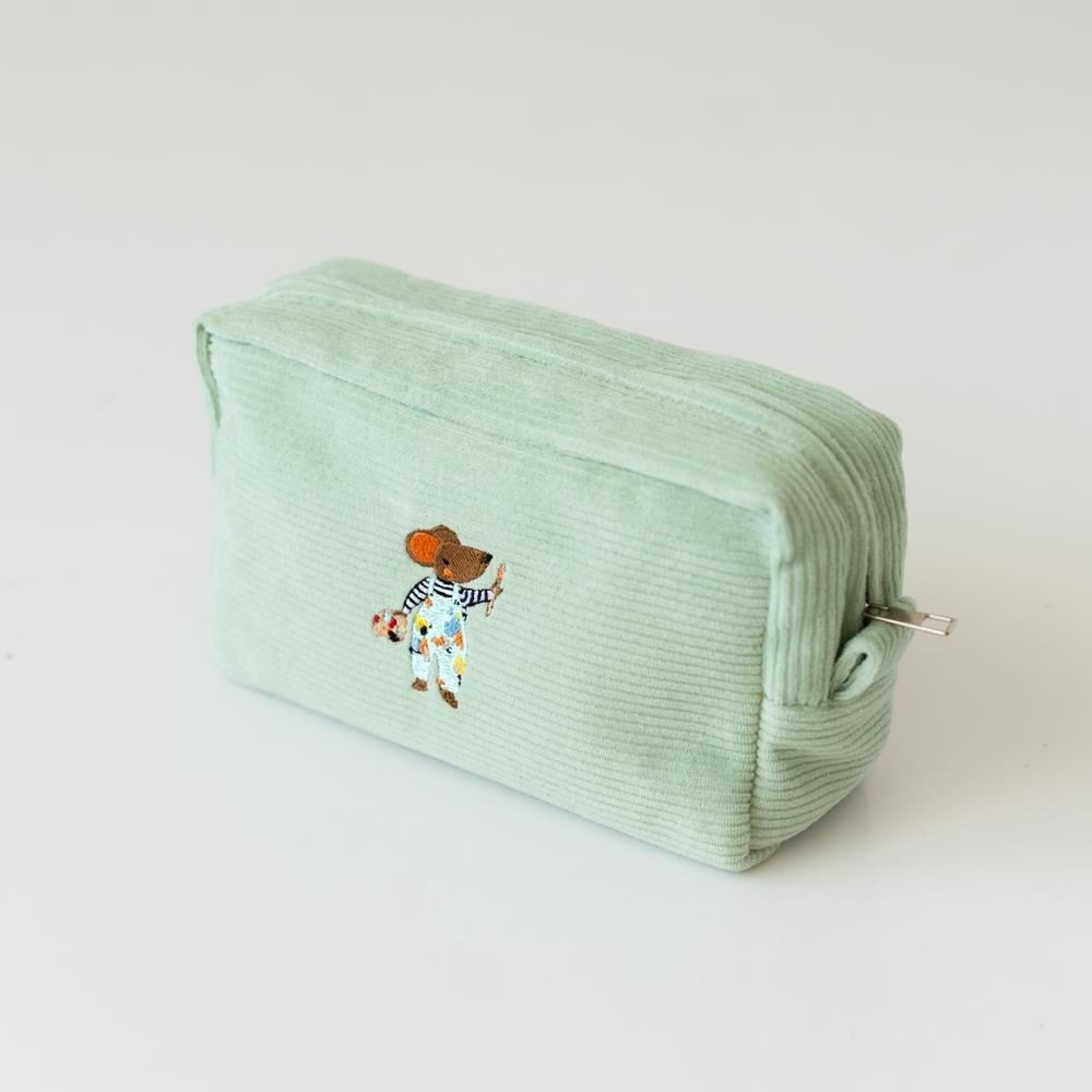 Mama Yoyo Kadife Organizer Çanta Mint - Fare Nakışlı