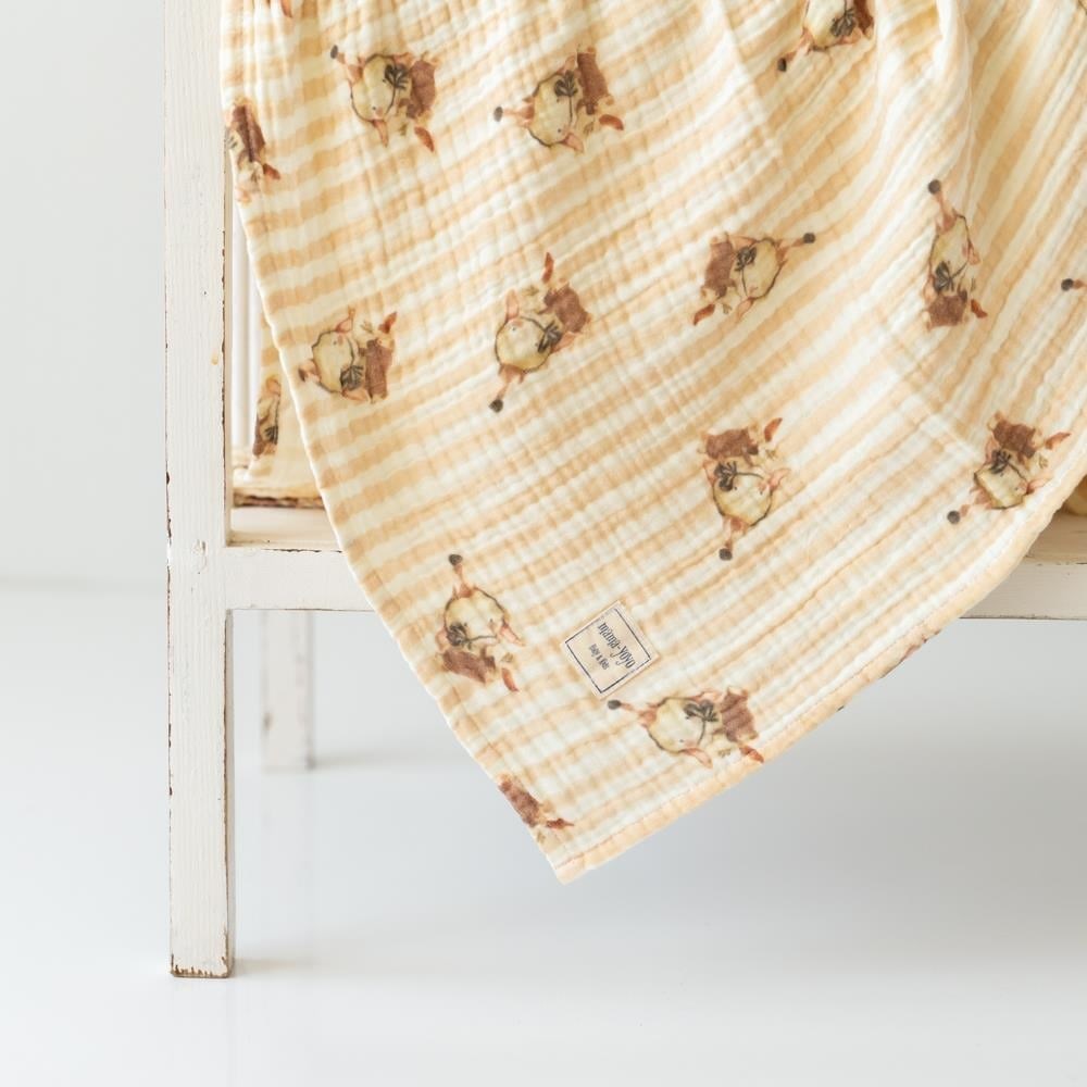 Mama Yoyo Organik Bebek Battaniyesi 4 Kat Müslin- Tavşan Desenli