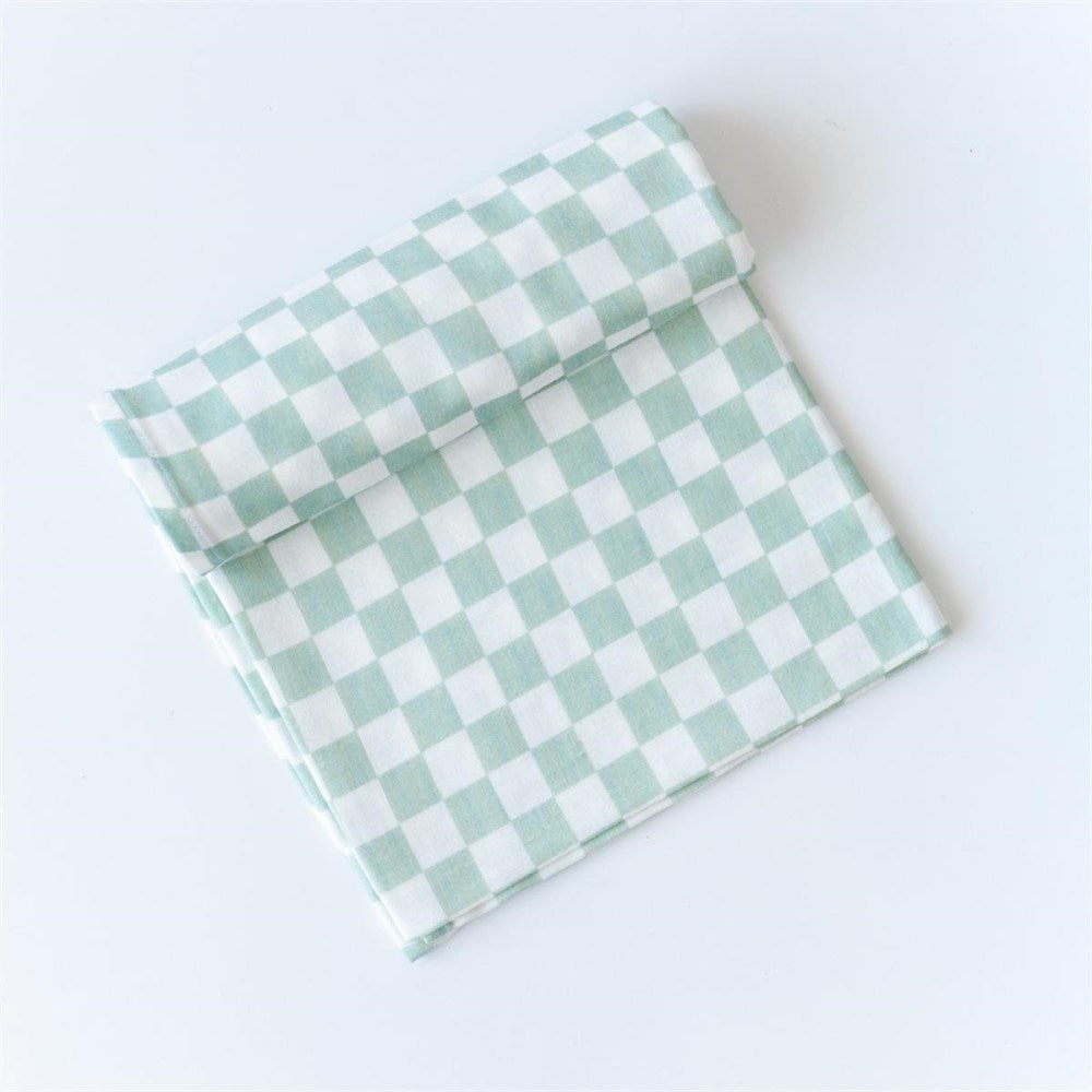 Mama Yoyo Organik Müslin Örtü - Mint Dama 100*100 cm