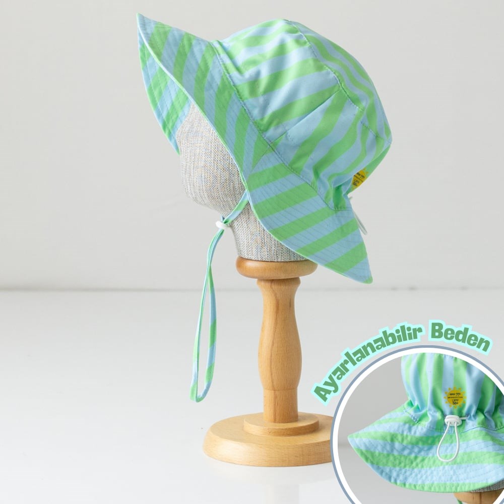 Mama Yoyo UV Korumalı Şapka - Çizgili Yeşil