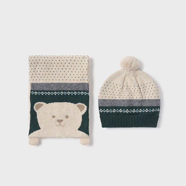 Mayoral Kışlık Erkek Bebek Örme Atkı Bere Set Bej