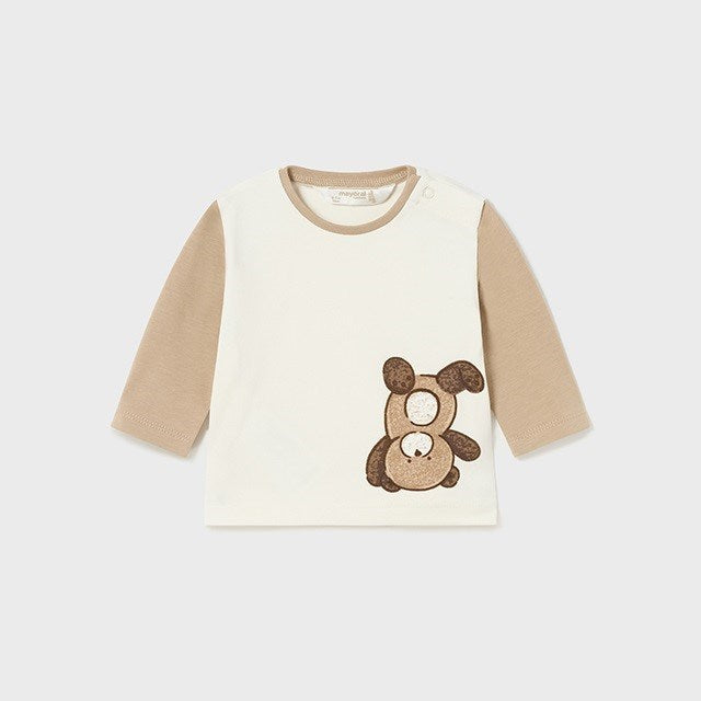 Mayoral Kışlık Erkek Bebek Uzun Kol T-shirt 2'li Set Bej