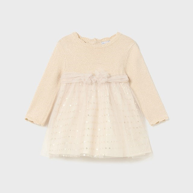 Mayoral Kışlık Kız Bebek Elbise Bej