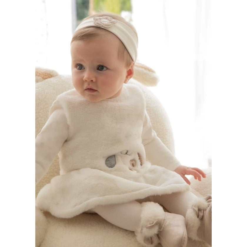 Mayoral Kışlık Kız Bebek Elbise Saç Bandı Ekru