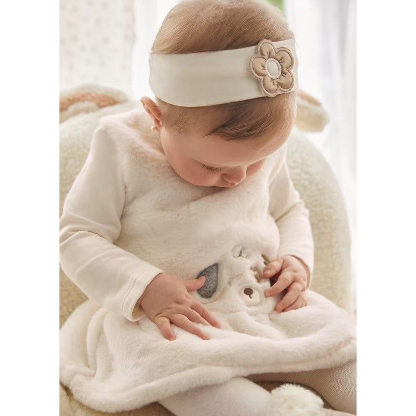 Mayoral Kışlık Kız Bebek Elbise Saç Bandı Ekru