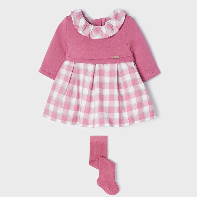 Mayoral Kışlık Kız Bebek Elbise ve Külotlu Çorap 2'li Set Pembe