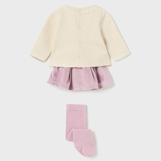 Mayoral Kışlık Kız Bebek Kazak Etek Çorap 3'lü set Pembe