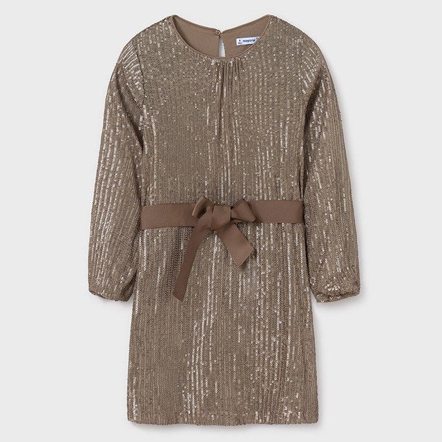 Mayoral Kışlık Kız Parıltılı Elbise Kahverengi
