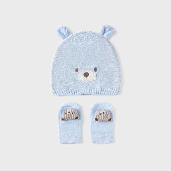 Mayoral Yazlık Erkek Bebek Örme Şapka Çorap Set Mavi