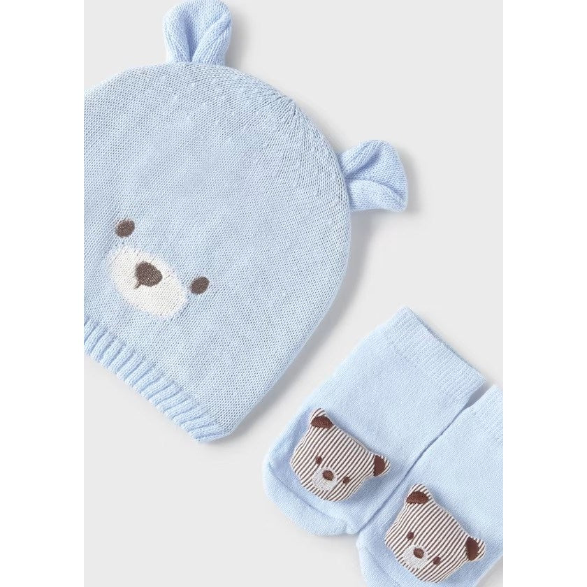 Mayoral Yazlık Erkek Bebek Örme Şapka Çorap Set Mavi