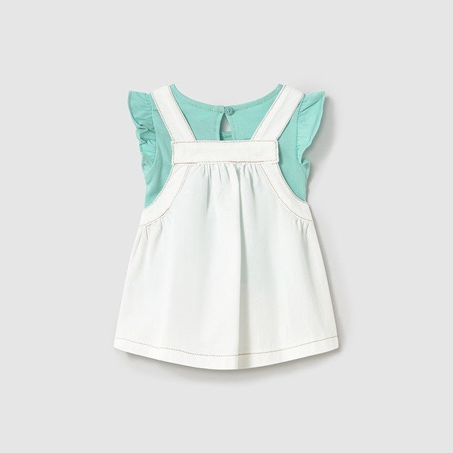 Mayoral Yazlık Kız Bebek Bluz Salopet Elbise Set Ekru