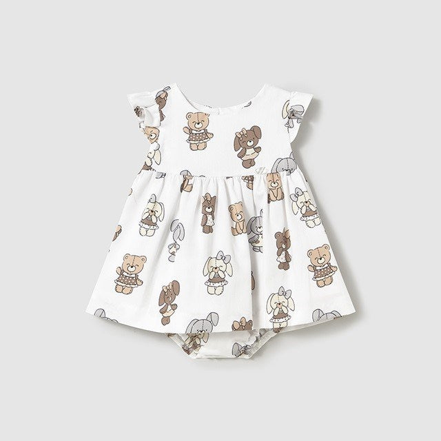 Mayoral Yazlık Kız Bebek Elbise Ekru