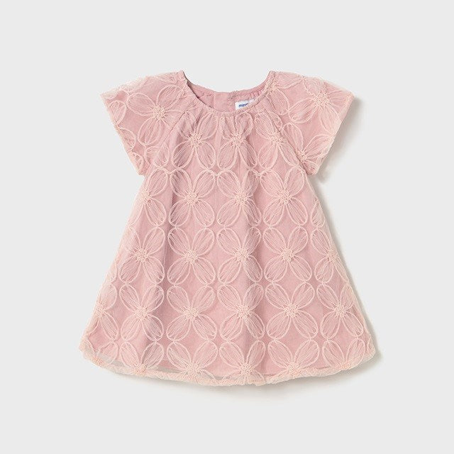 Mayoral Yazlık Kız Bebek İşlemeli Tül Elbise Pembe