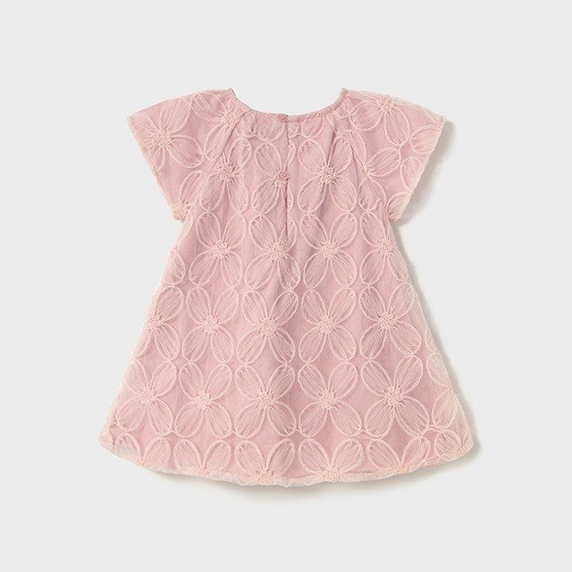 Mayoral Yazlık Kız Bebek İşlemeli Tül Elbise Pembe