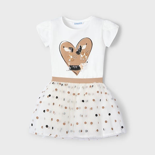 Mayoral Yazlık Kız Bluz Tül Etek Set Ekru