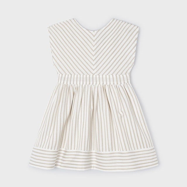 Mayoral Yazlık Kız Çizgili Elbise Bej
