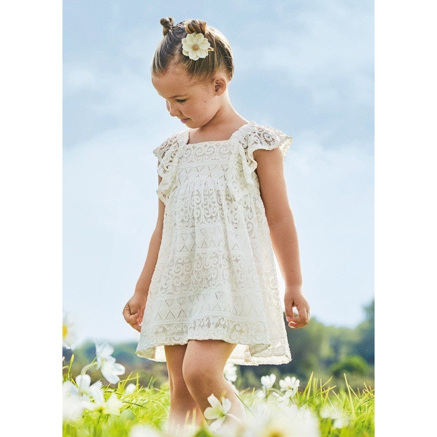 Mayoral Yazlık Kız Dantel Elbise Ekru