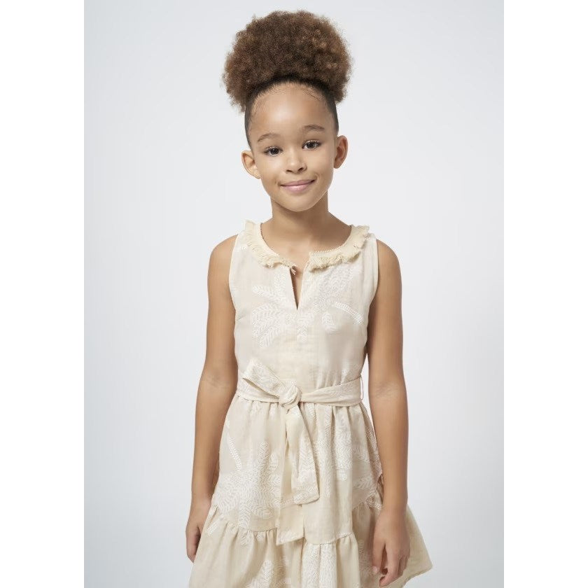 Mayoral Yazlık Kız Elbise Bej