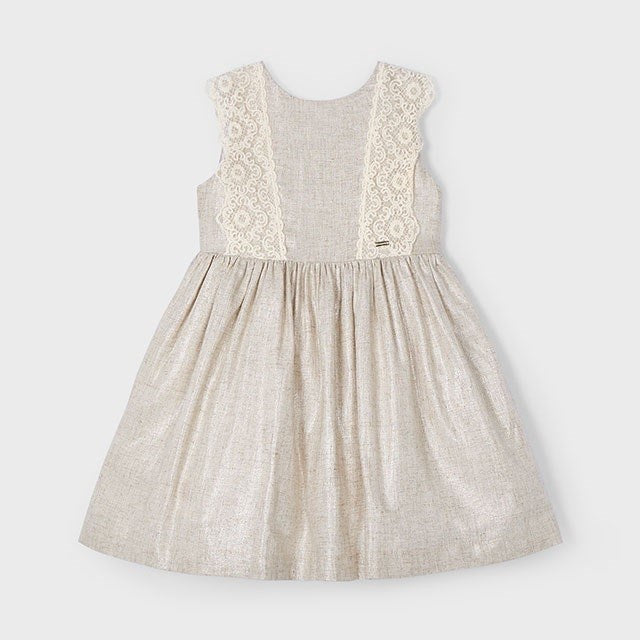 Mayoral Yazlık Kız Keten Elbise Ekru