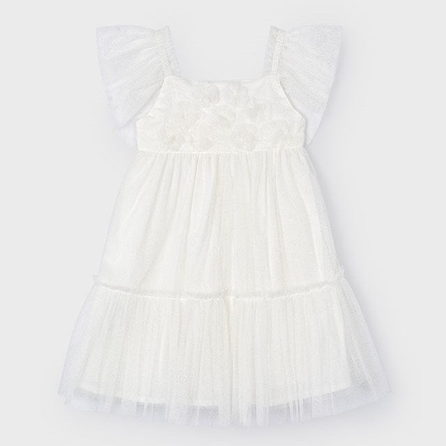 Mayoral Yazlık Kız Tül Elbise Ekru