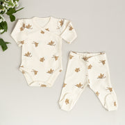 Mayys Baby Bebek Koala Uzun Kollu Zarf Zıbın ve Patikli Alt 2'li Set Krem