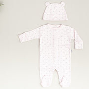 Mayys Baby Pembe Puantiyeli Şapka ve Tulum Seti Pembe