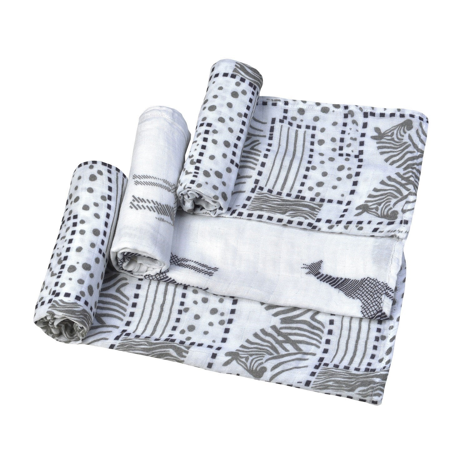 Posh Baby Zebra & Zürafa & Zebra Müslin Battaniye 3'lü 65x65 cm STD
