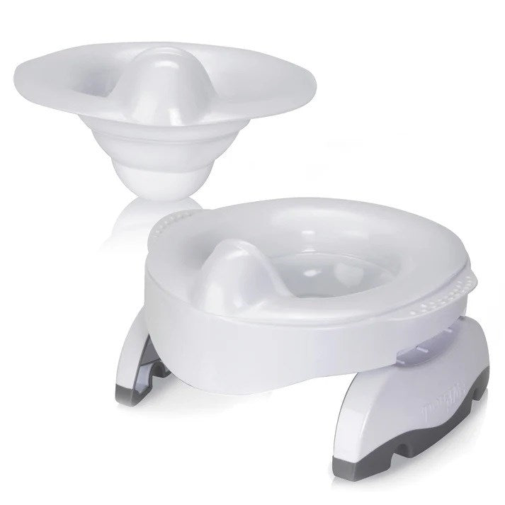 Potette Plus Portatif Lazımlık - Tuvalet Adaptörü Combo Paket White Gri Silikon Astarlı STD