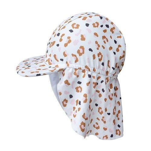 Swim Essentials Yazlık Kız Çocuk Şapka- Leopar Ekru