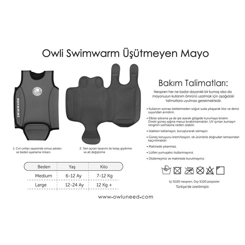 Owli Swimwarm Üşütmeyen Bebek Mayosu Kırmızı Orjinal