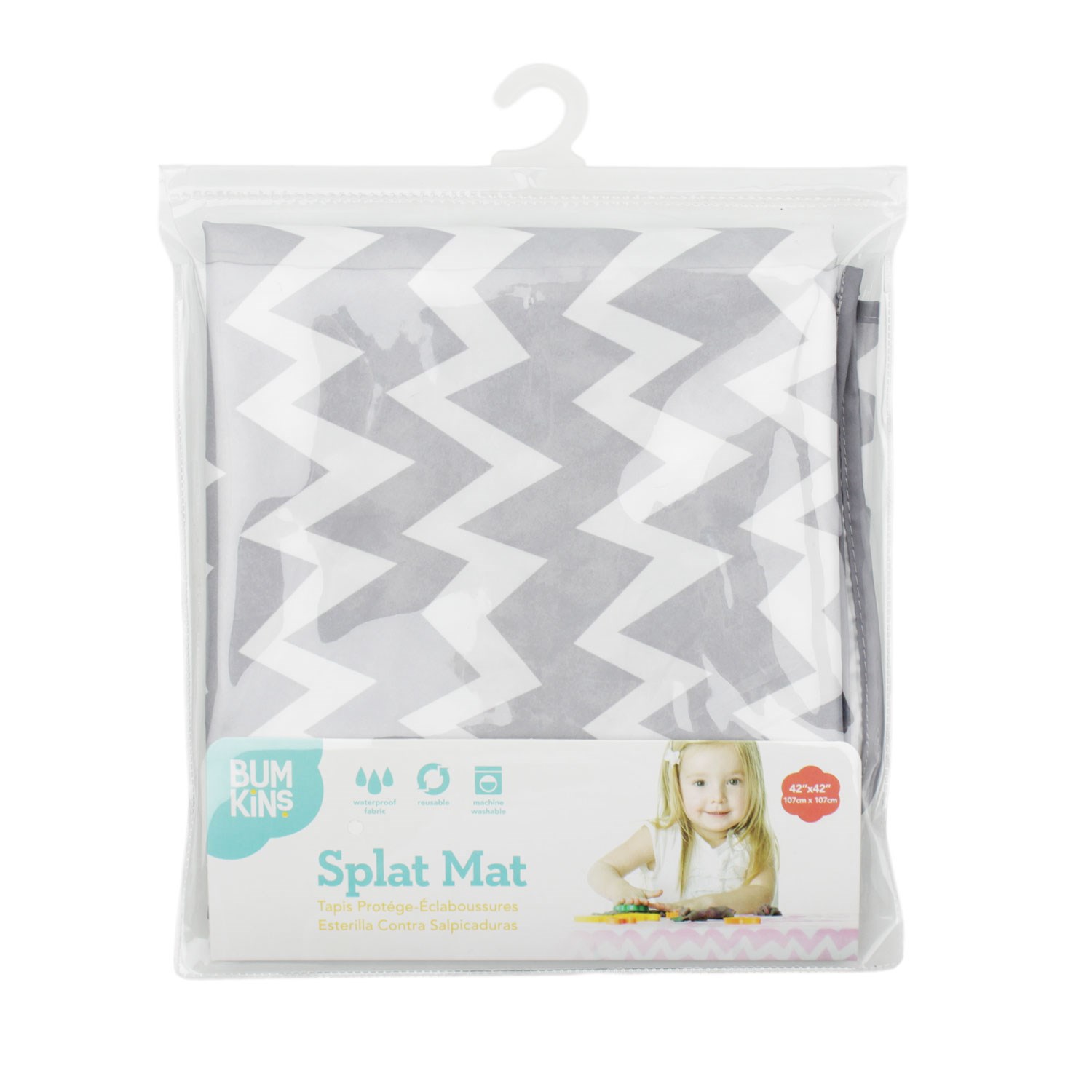 Bumkins Splat Mat / Çok Amaçlı Örtü - Gray Chevron 