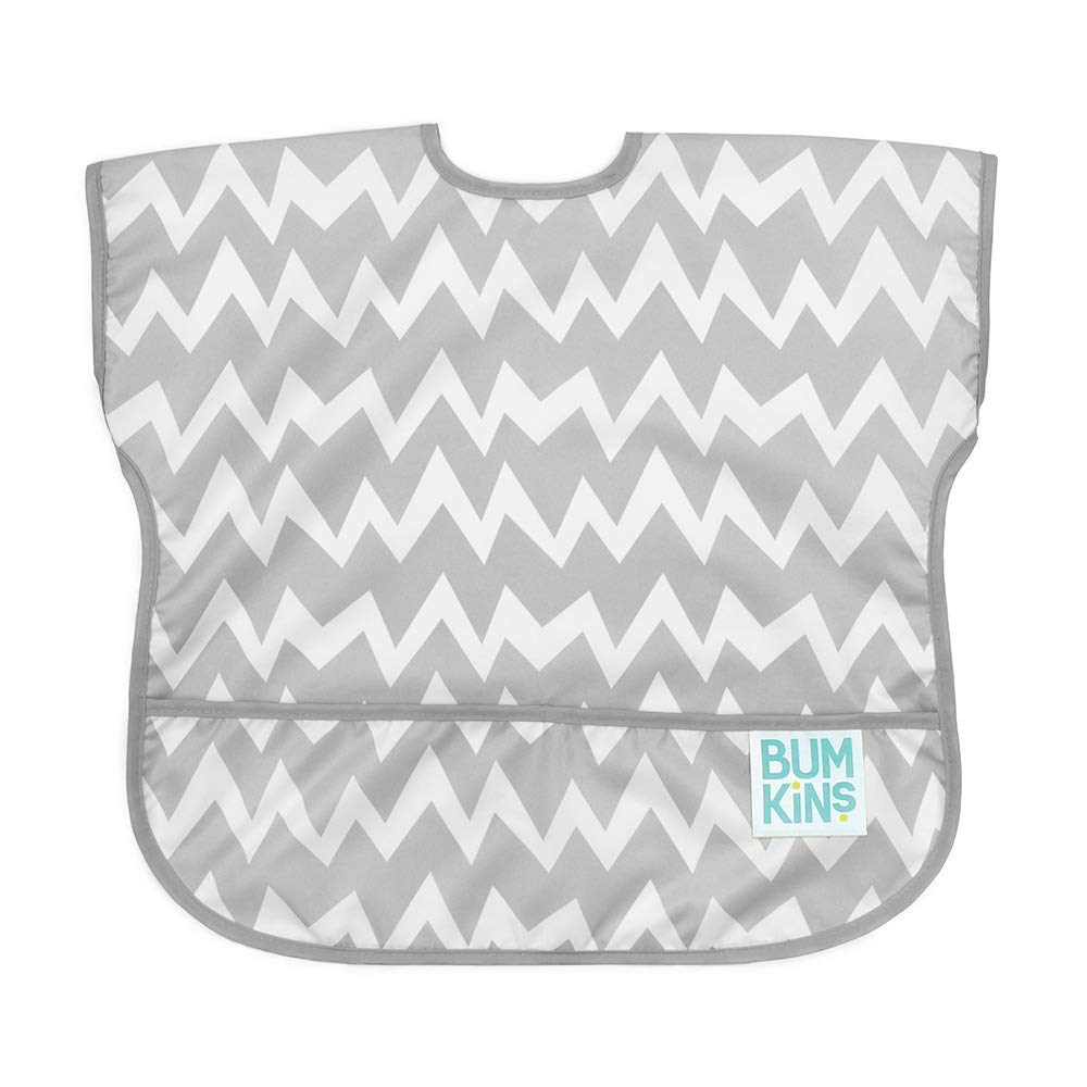 Bumkins Kısa Kollu Önlük (1-3 Yaş) - Grey Chevron 