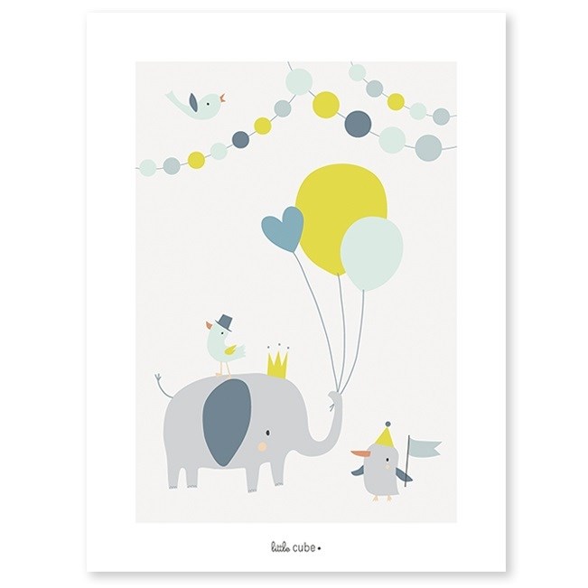 Lilipinso Bebek Odası Poster 30x40 cm Fil Ve Balonlar Orjinal