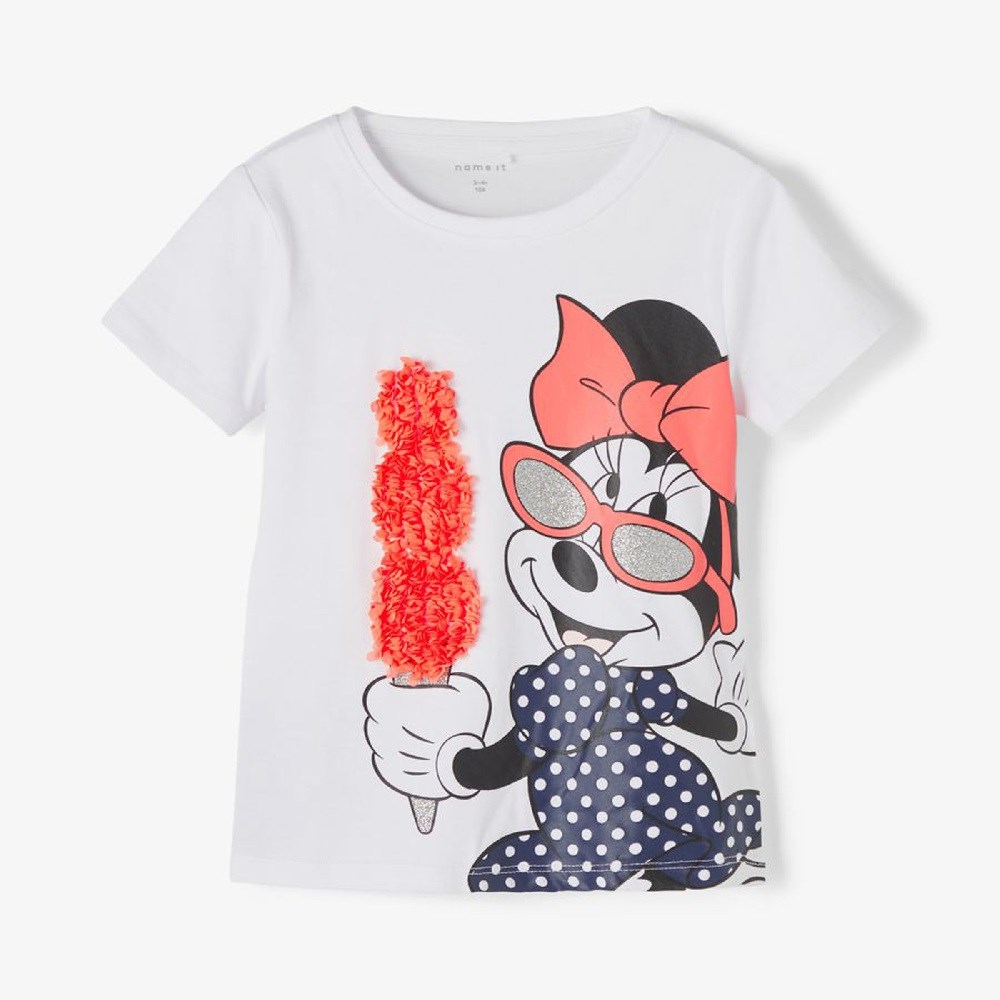 Name It Kız Yazlık Disney Lisanslı Kısa Kollu Tshirt Beyaz