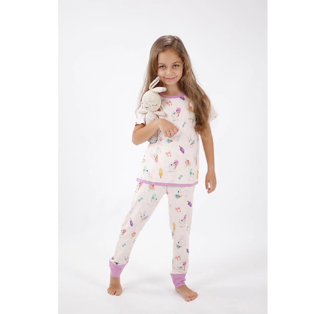 Kidzee Bonny Kısa Kollu Pijama Takımı 0.2 Tog Mor