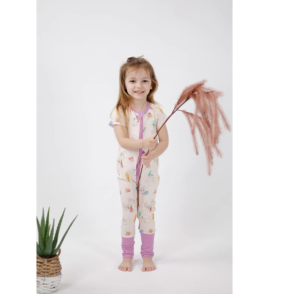 Kidzee Bonny Zee-Suit  Kısa Kollu Patikli Uzun Tulum 0.2 Tog Mor