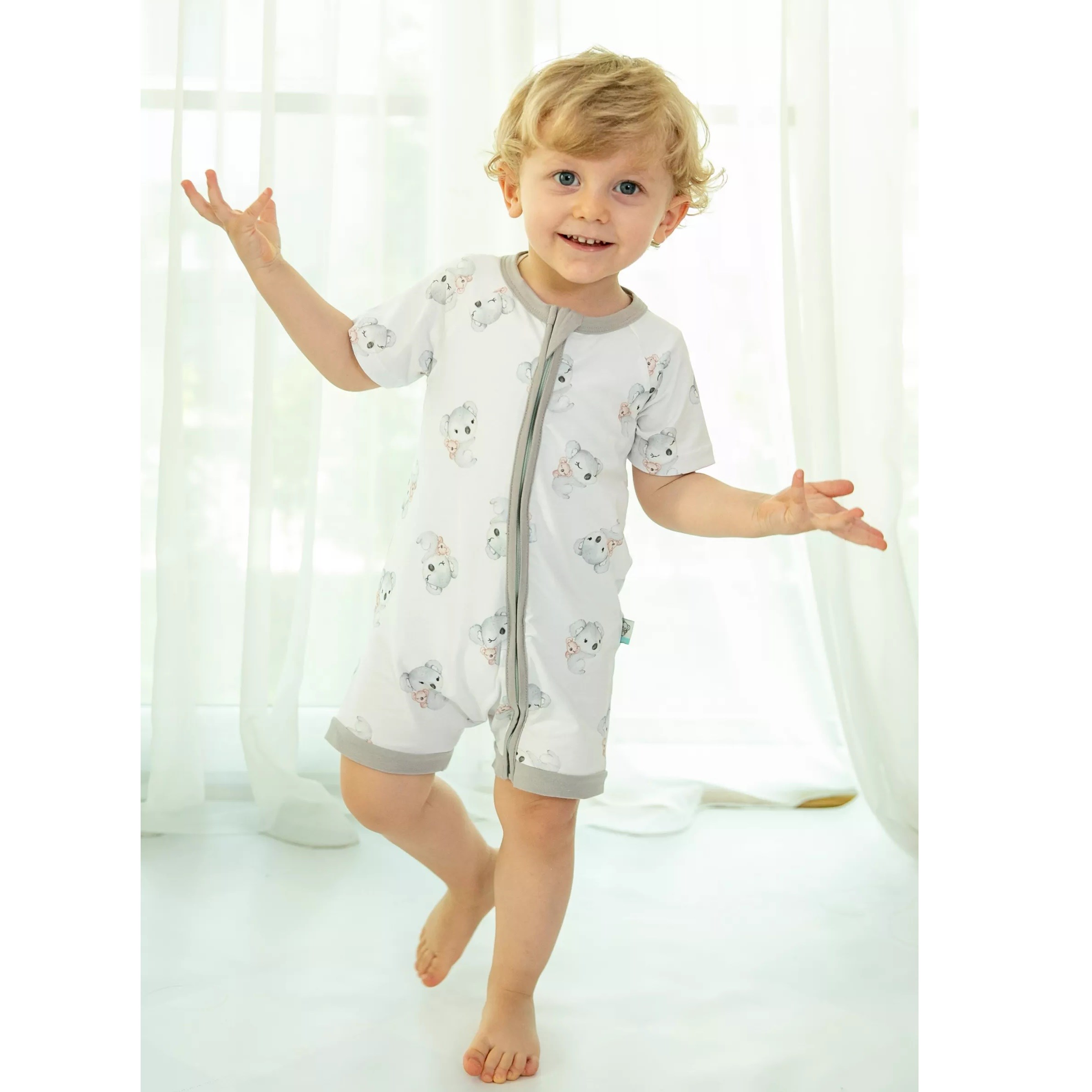 Kidzee KoalaZee Zee-Romper Kısa Kollu Şort Tulum 0.5 Tog Beyaz